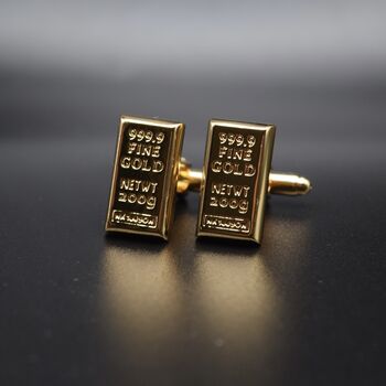 Gold Bar Cufflinks Gift For Men 316 L Stainless Steel Luxury Accessory, 4 of 7