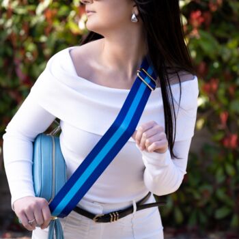 Blue Stripe Bag Strap | Extra Long Crossbody Replacement Bag Strap, 3 of 4