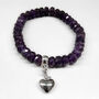 Amethyst Bead Bracelet With Sterling Silver Heart Charm, thumbnail 1 of 2