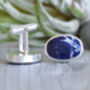 Natural Sodalite Cufflinks Set In Sterling Silver, thumbnail 2 of 2