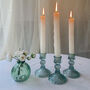 Coloured Pressed Glass Candlesticks Green, thumbnail 3 of 3