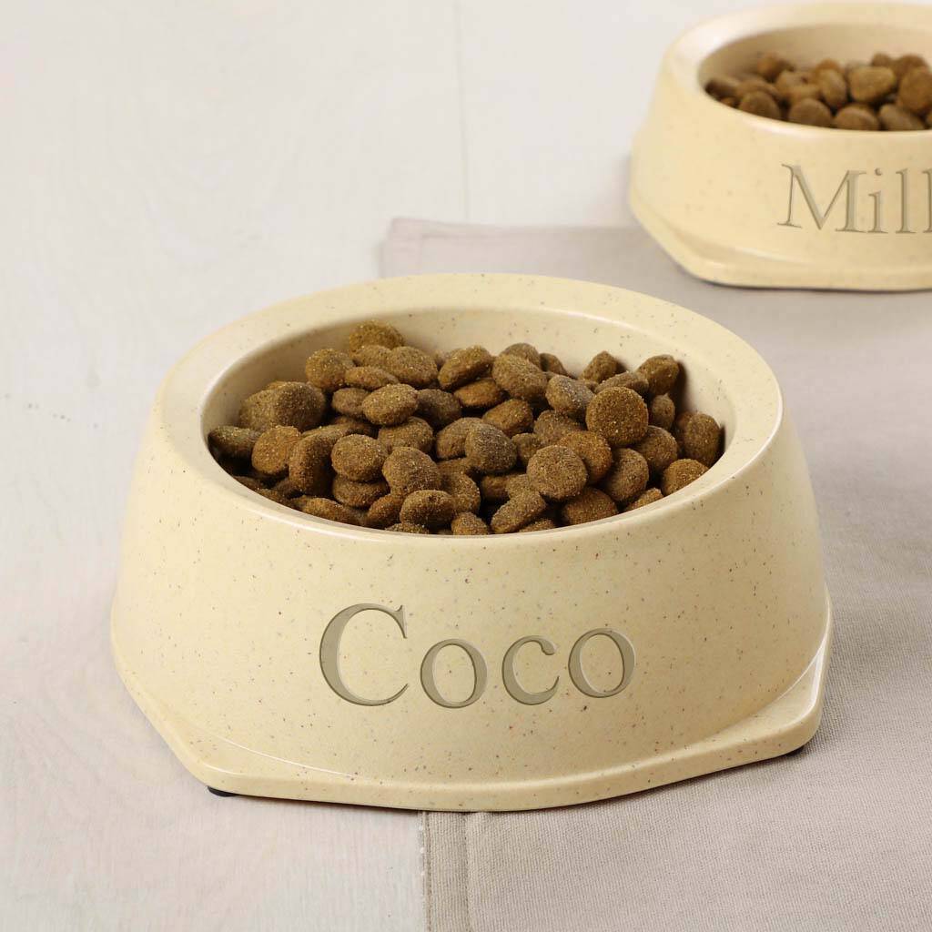Personalised Natural Bamboo Dog Bowl By Dibor