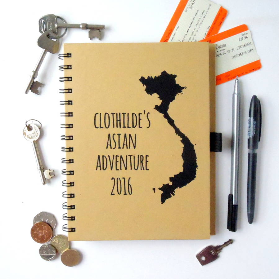 personalised travel journal by the alphabet gift shop