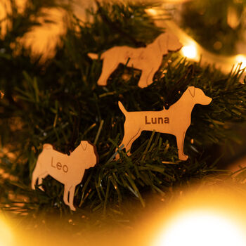 Personalised Wooden Dog Christmas Tree Decoration, 9 of 9