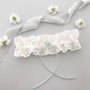 Wedding Garter With Ivory Lace And Something Blue Bow, thumbnail 3 of 12