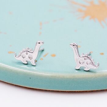 Cute Dinosaur Stud Earrings In Sterling Silver, 4 of 11