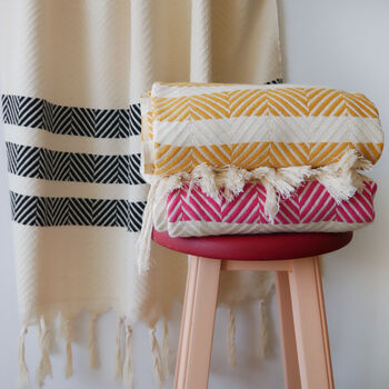 Chevron Handwoven Throw Blanket, Garden Shawl, 4 of 11