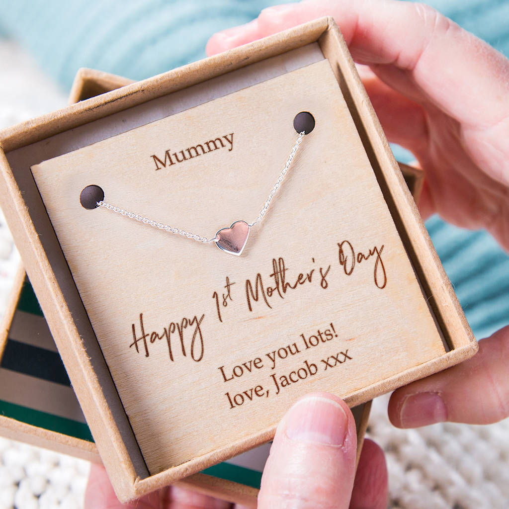 'Happy First Mother's Day' Personalised Heart Necklace, 1 of 9