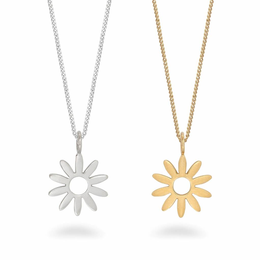 Flower Charm Necklace Sterling Silver By Lime Tree Design