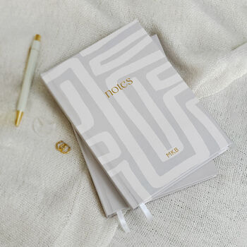 Personalised Monogram Hardcover Abstract Lined Notebook, 3 of 9