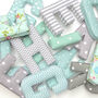 Grey, Mint And Yellow Fabric Letter, thumbnail 1 of 8