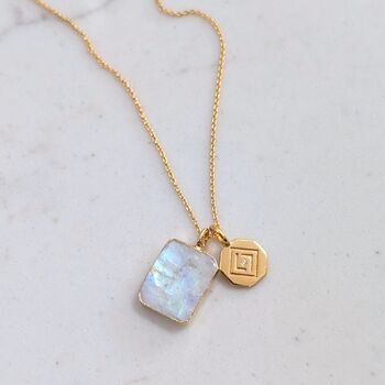 The Duo Moonstone Necklace, Gold Plated, 5 of 12