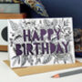 Monochrome Floral Paper Cut Birthday Card, thumbnail 5 of 9