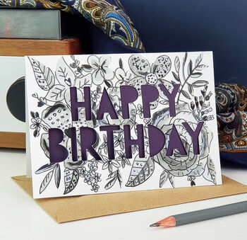 Monochrome Floral Paper Cut Birthday Card, 5 of 9
