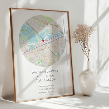Welcome To The World Personalised Map Print New Baby Gift, 7 of 11