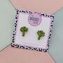 Green Broccoli Glitter Resin Stud Earrings, thumbnail 3 of 4