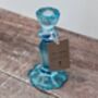 Blue Glass Candlestick, 15.5cm, thumbnail 1 of 3