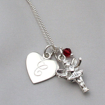 Personalised Silver Fairy Charm Birthstone Necklace, 7 of 8