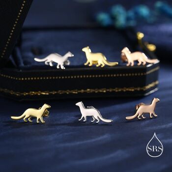 Sterling Silver Weasel Stud Earrings, 3 of 12