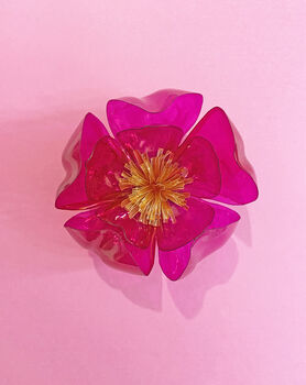 Recycled Plastic Bottle Flower Brooch/Buttonhole Pink, 4 of 5