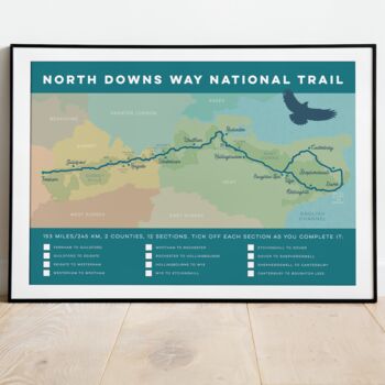 North Downs Way Map Art Print With Tick List, 2 of 7