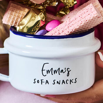 Sofa Snacks Personalised Enamel Snack Pot, 2 of 5