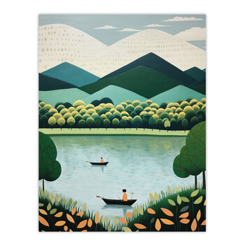 The Boating Lake Green Nature Geometric Wall Art Print, 6 of 6