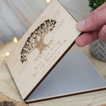 5th Wedding Anniversary Timeline Engraved Wooden Card, 2 of 4