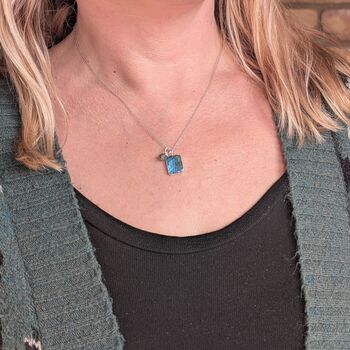 The Duo Labradorite Necklace, Silver, 5 of 12