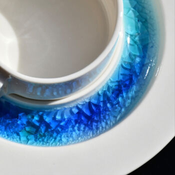 Sculptural Castle Porcelain Cup And Glass Saucer, 6 of 6
