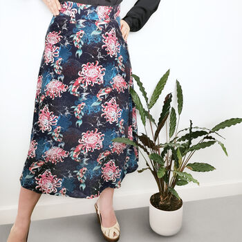 Annie Linen Blend Midi Skirt Koi Print, 5 of 8