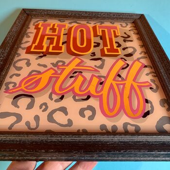 Reverse Glass Gilded And Painted Hot Stuff Sign, 5 of 11