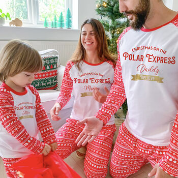 Personalised Family Christmas Pyjamas Polar Express, 4 of 7