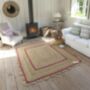 Scallop Edged Jute Rug With Pink Stripe, thumbnail 1 of 4
