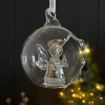 Glass Bauble With Glass Angel, 2 of 2