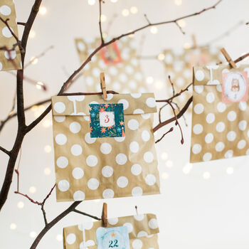Woodland Christmas Advent Calendar Stickers And Bags, 9 of 10