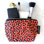 Coral Orange Leopard Print Washable Makeup Bag, thumbnail 9 of 10