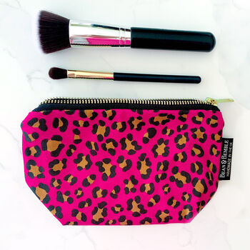 Makeup And Cosmetic Bag Gift Set Hot Pink Leopard Print, 10 of 12