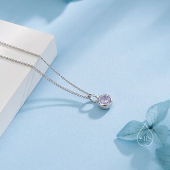 Sterling Silver Alexandrite Purple Blue Cz Bubble Pendant Necklace, 5 of 12