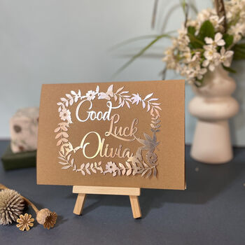 Personalised Papercut Good Luck Card, 2 of 10