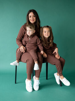 Walnut Fleeced Tracksuits Kids Ribbed Cotton, 11 of 11