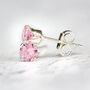 Pink Crystal Stud Earrings In Gold Or Silver, thumbnail 9 of 12