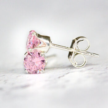 Pink Crystal Stud Earrings In Gold Or Silver, 9 of 12