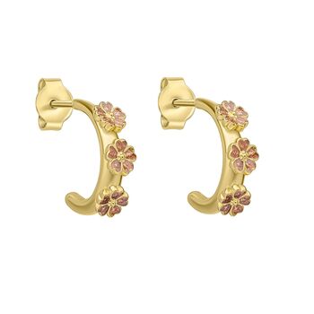 Gold Plated Sterling Silver Ornate Floral Hoop Earrings, 2 of 4