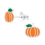 Silver Halloween Earrings, Pumpkin Studs In A Gift Tin, thumbnail 3 of 8