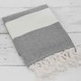 Hammam Towel/ Bath Towel Anthracite Grey Geometric, thumbnail 1 of 2