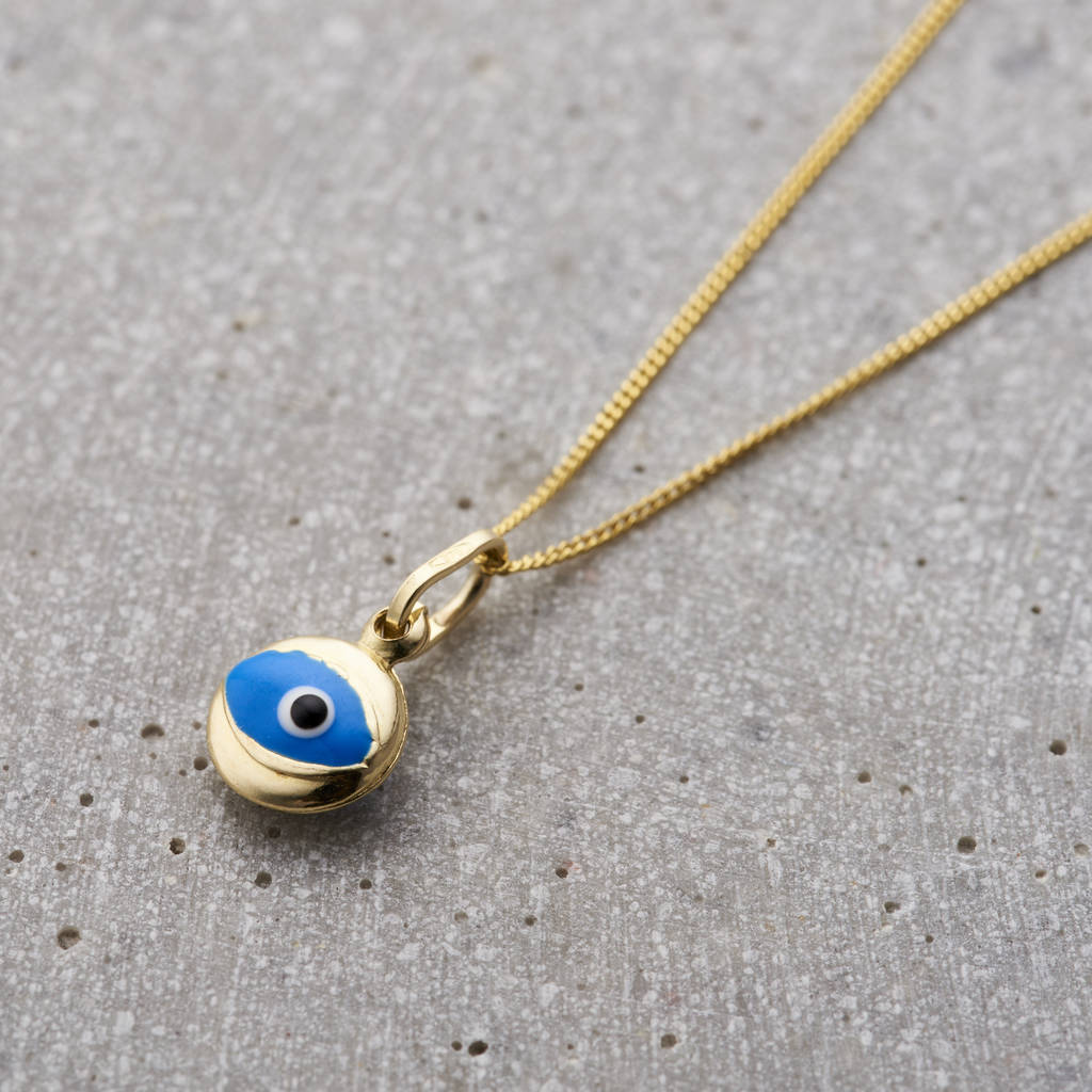 9ct Gold Mini Evil Eye Necklace, 1 of 4