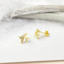 Tiny Swallow Studs In Sterling Silver And Gold Plated, thumbnail 2 of 4