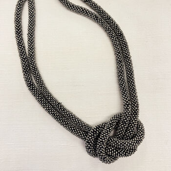 Fair Trade Handmade Glass Bead Knot Tube Necklace 55cm, 7 of 10