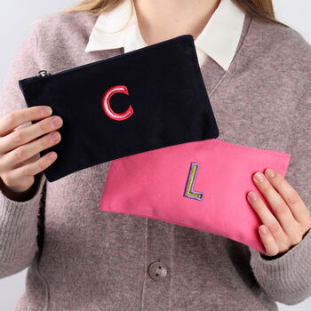 Personalised Embroidered Initial Makeup Or Pencil Case, 3 of 7